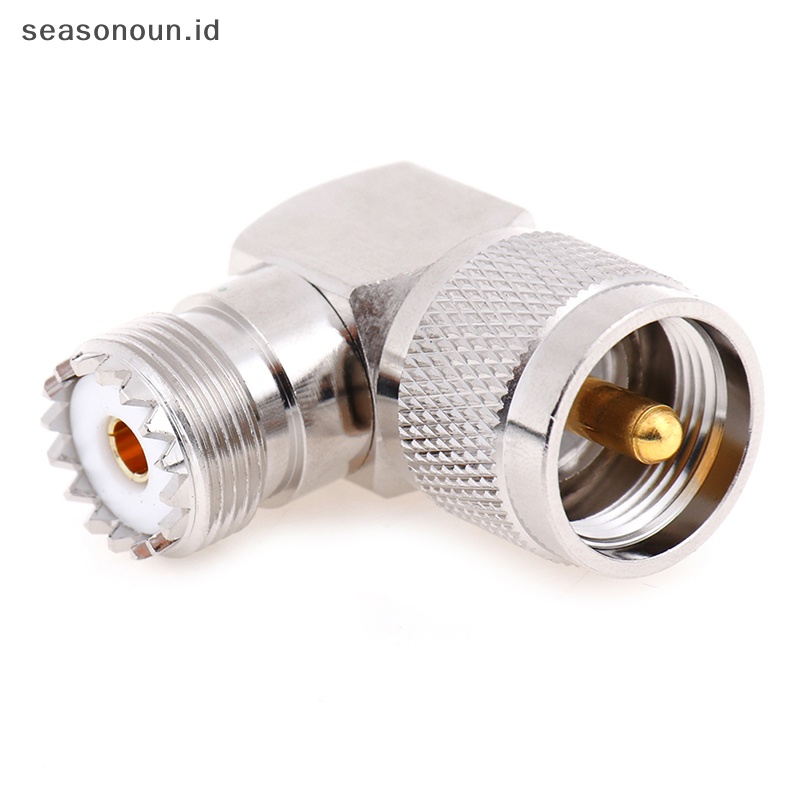 Seasonoun UHF SO-239 Female to UHF PL-259 Male Right Angle Konektor RF 90derajat.