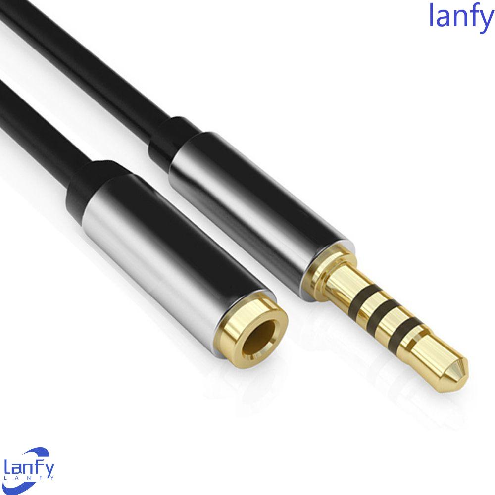 Lanfy Kabel Ekstensi Headphone Kualitas Tinggi 3.5mm Kabel AUX Berlapis Emas Plug Converter Hitam 3.5mm Kabel Audio