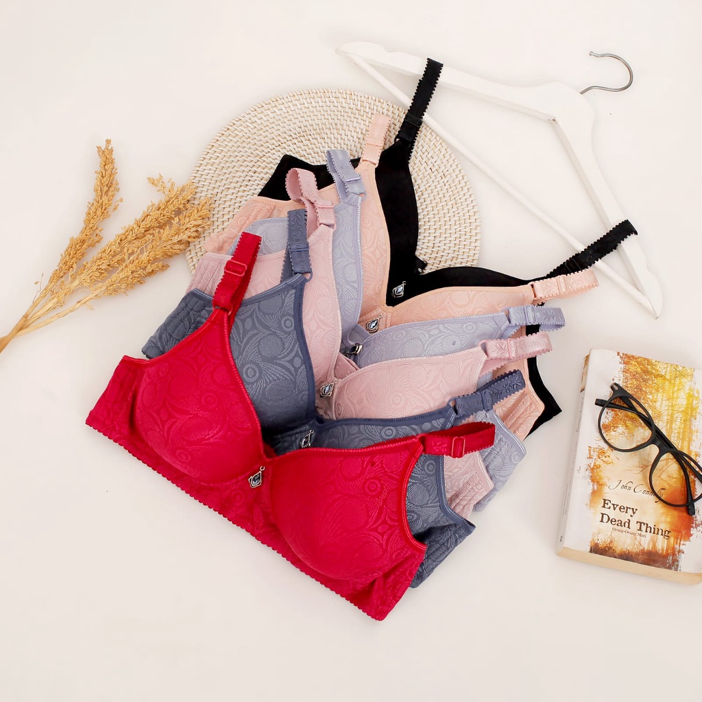 PAKET ISI 5 PCS BH Bra BUSA PREMIUM TIPIS TANPA KAWAT CUP SETARA B - C KAIT / KANCING 3 size 36-42B 