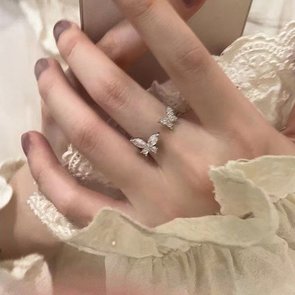 Cincin Kupu-Kupu Terbuka Temperamen Manis Kepribadian Kreatif Cincin Ins Adjustable Cincin Perempuan Gaya Korea