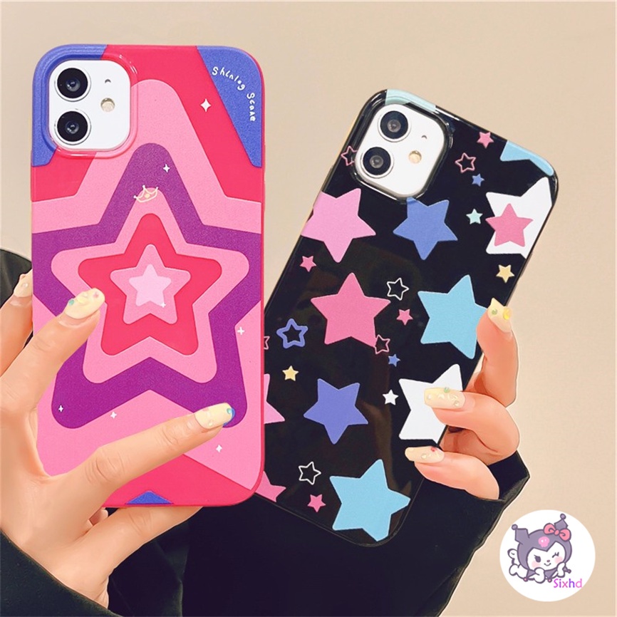IPHONE Kompatibel Untuk Iphone14 13 12 11 Pro Max SE 2020 X Xr Xs Max8 7 6Plus Gadis Pink Full Layar Bintang Silikon Casing Ponsel Lembut Anti Jatuh Pelindung TPU Cover XJJJJ