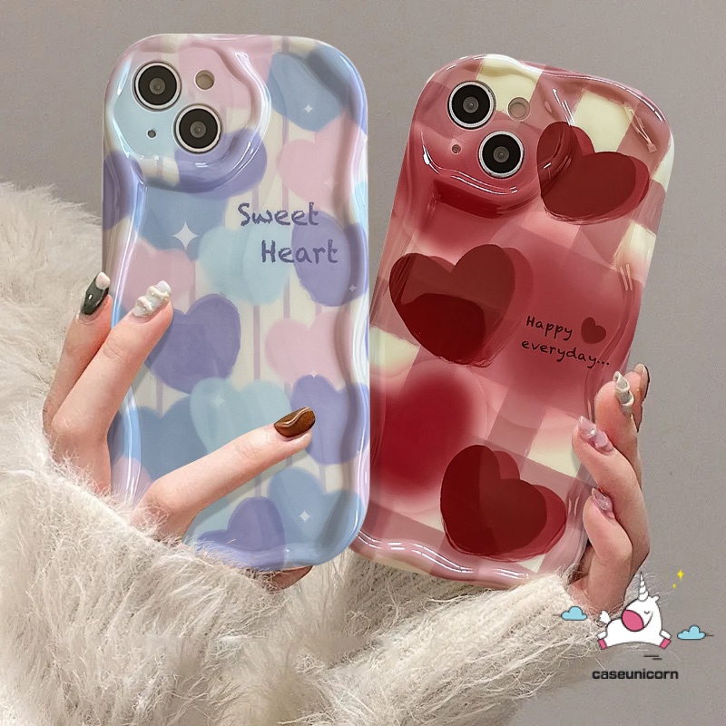 Ins Lukisan Cat Minyak Cinta Hati Case Untuk Redmi A1 A2 10C 10 9T 9A 9 10A 9C NFC Note11 10 10s 11s 10Pro 10 Pro Max POCO M3 Kreatif 3D Wavy Curved Edge Glossy Lembut Shockproof Cover