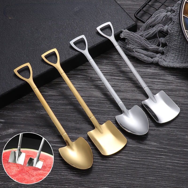 [Unggulan] Stainless Steel Dessert Shovel ladle Ringan Kue Buah Menggali Sendok Kreatif Es Krim Jelly Salad Scoop Indah Tahan Lama Alat Makan