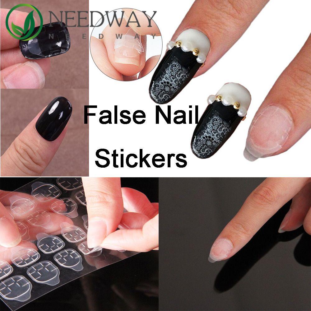 Needway   Stiker Kuku Palsu Transparan Aplikasi Mudah Untuk Press On Kuku Tahan Air Dua Sisi Kaset Kristal Jelly Tape Nail Gel