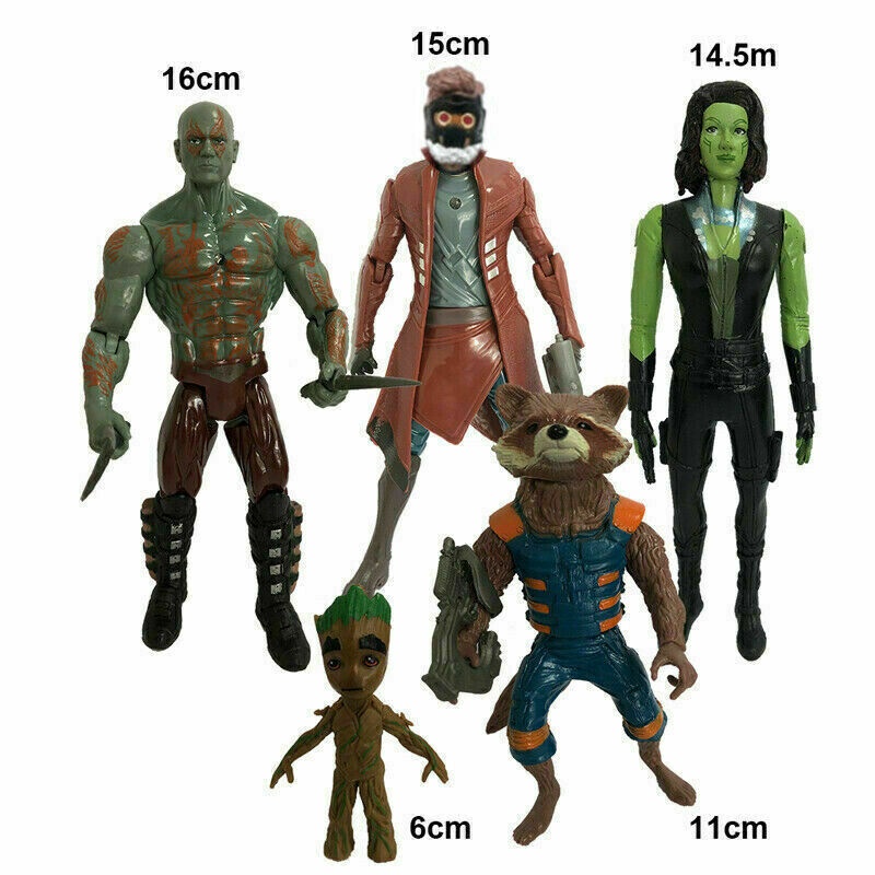 17cm Marvel Legends Figure Guardians Of The Galaxy Star-lord/Groot/Gamora/Rocket Raccoon/Drax 5pcs/Set Figure Mainan