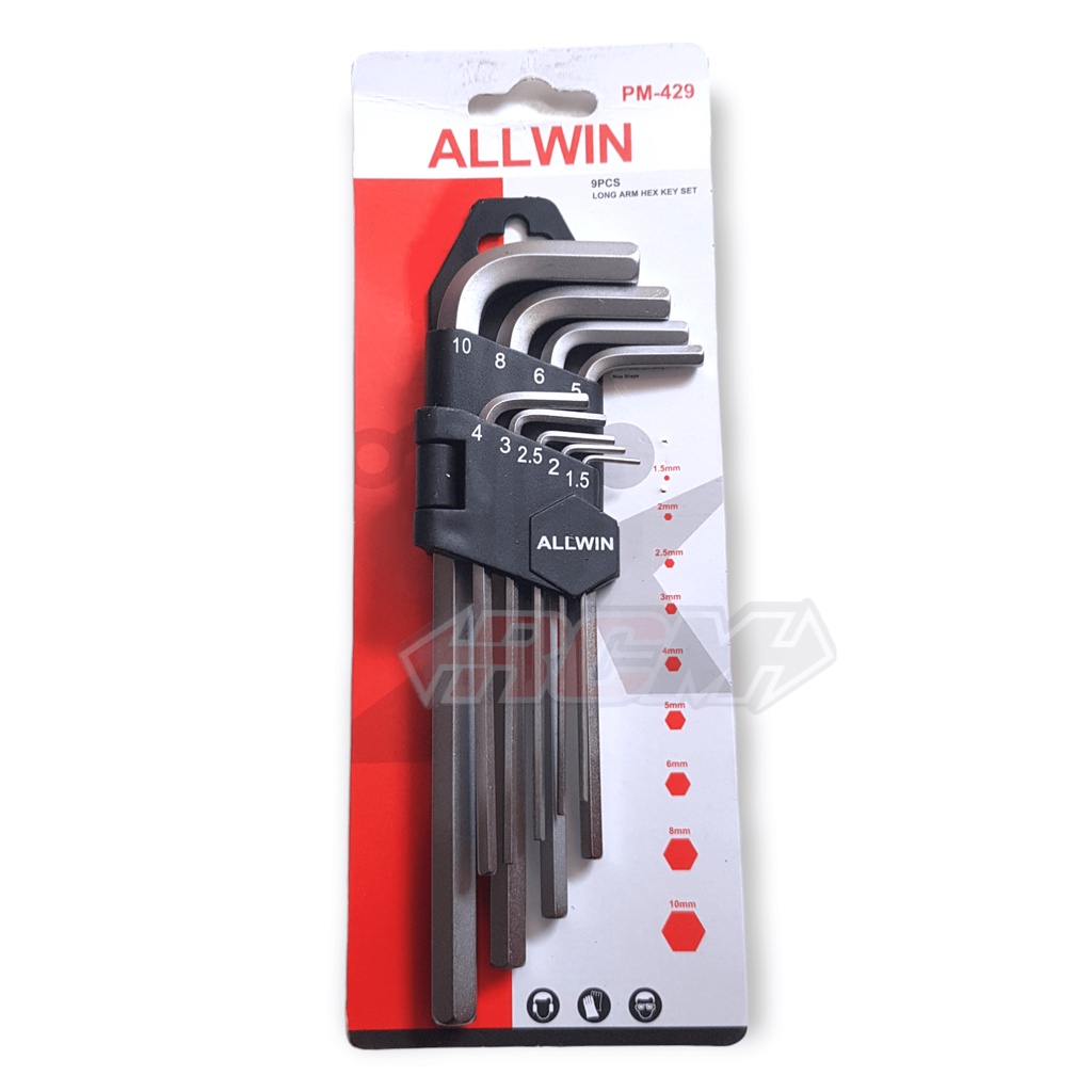 PM-429 KUNCI L SET HEX KEY SETT BIASA KIT 9PCS LONG PANJANG CR-V CRV ORI ORIGINAL ALLWIN ALL WIN ASLI