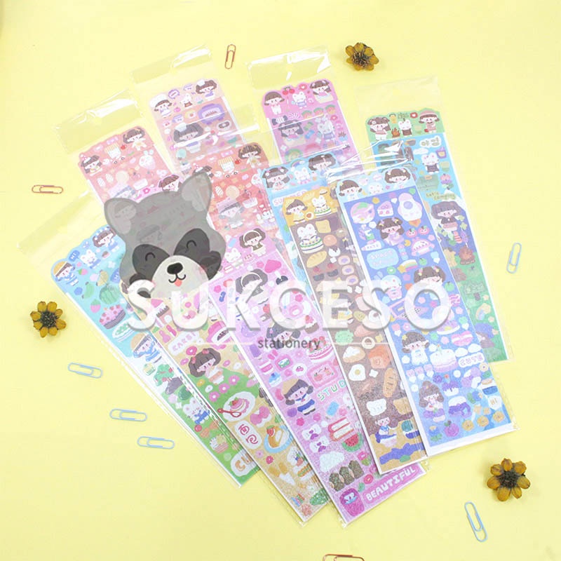 

Cute Girl Activity Hologram Diary Deco Stickers / Stiker Tempel Hologram Gambar Lucu