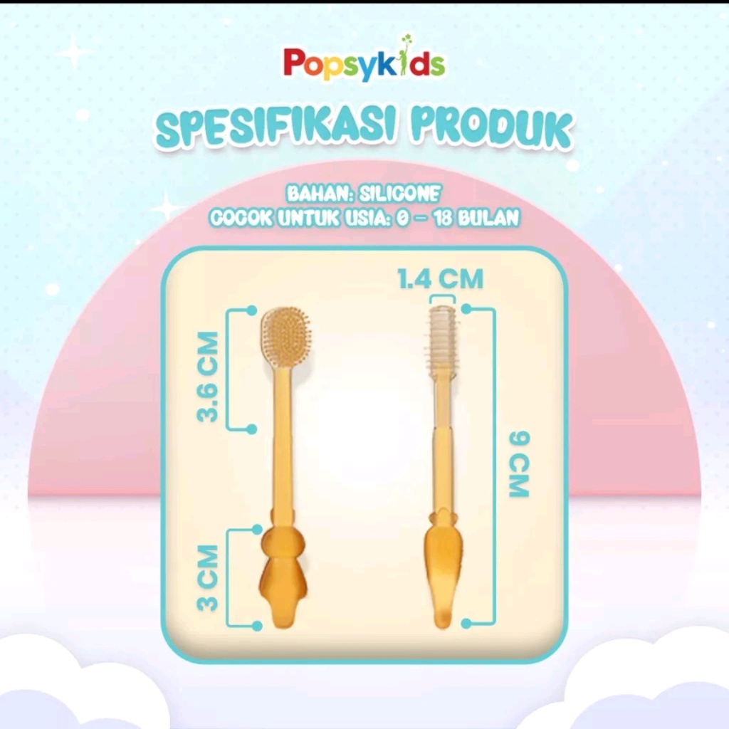 Popsykids Silicone Baby Oral Care - Pembersih Mulut Bayi Silicone