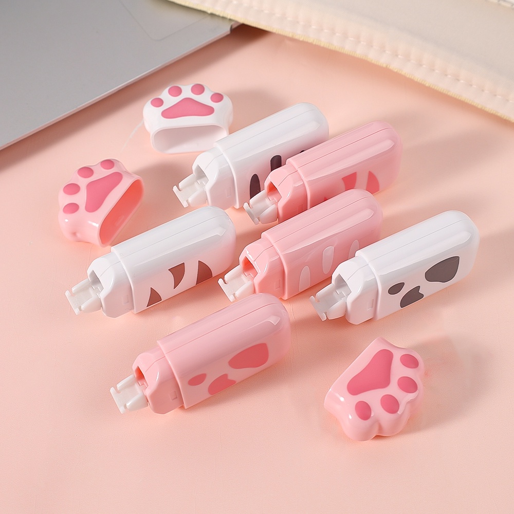 1per6pcs Selotip Koreksi Cakar Kucing Lucu/Persediaan Koreksi Tekan Karakter Yang Salah/DIY Lem Dot Tape Koreksi Perekat Dua Sisi/Alat Tulis Siswa