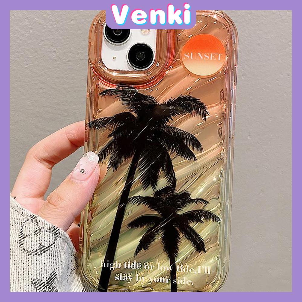 VENKI - For iPhone 11 iPhone Case Laser Reflective Transparent Phone Case TPU Soft Shockproof Airbag Shell Protective Summer Palm Compatible with iPhone 14 13 Pro max 12 Pro Max