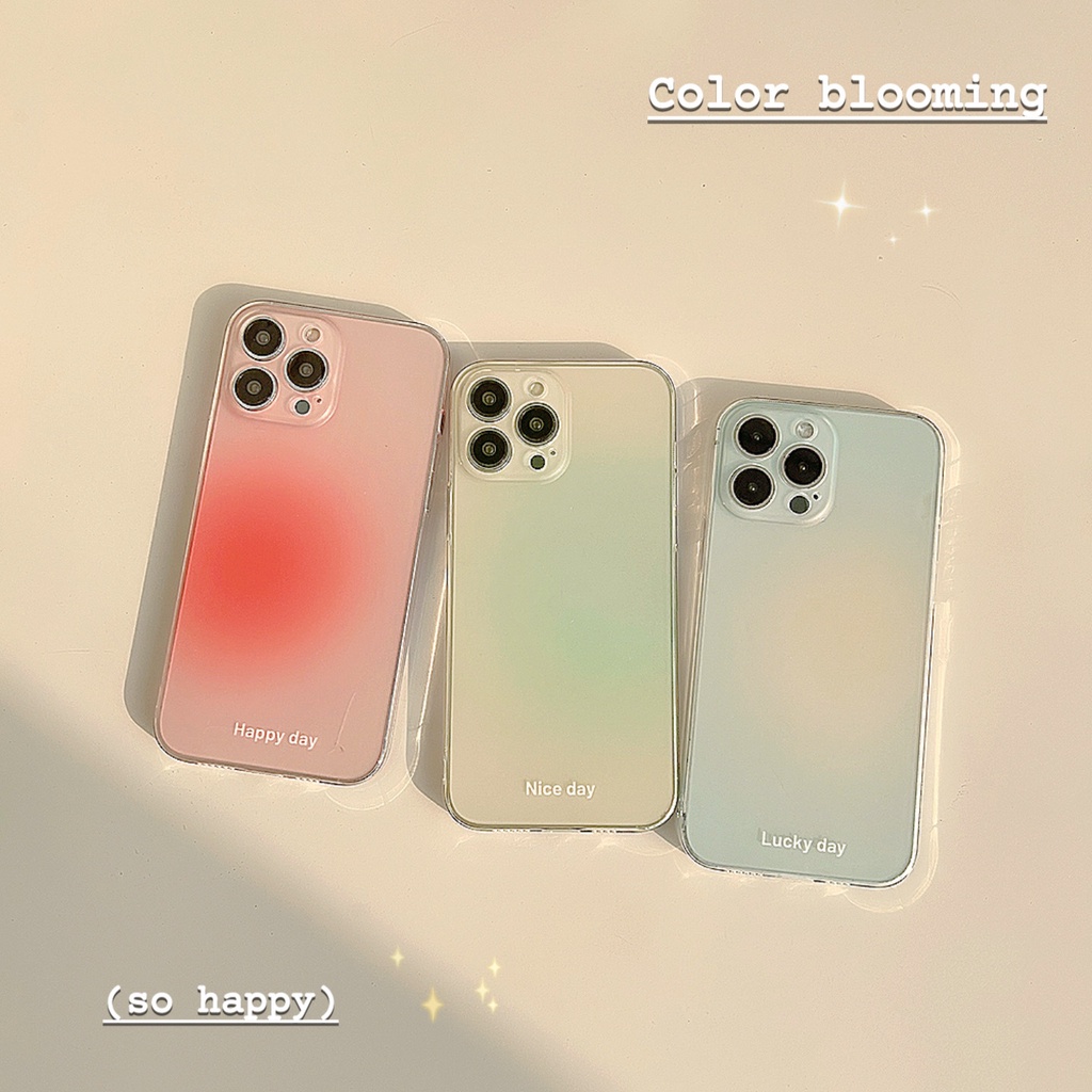 Korea Case Silikon Gradasi Pink Hijau Biru Untuk Iphone 14PRO MAX Casing Cover Pelindung AT0289