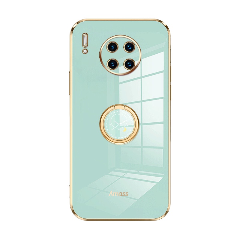 Andyh Casing Ponsel Silikon Ultra Tipis Untuk Huawei Mate20 30 40 Pro Deluxe Fall Protection Gold Band Dengan Cincin Jam Dan Lanyard Gratis