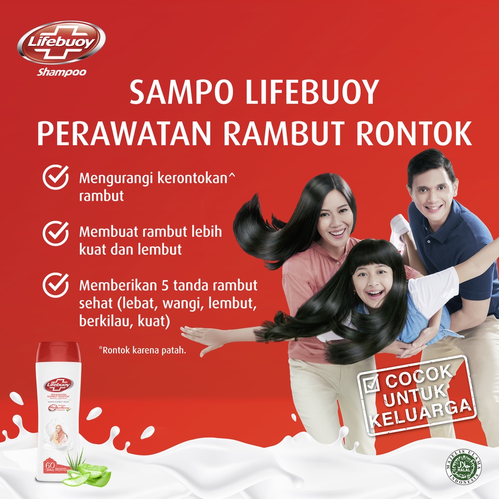 Lifebuoy Anti Hair Fall Shampo Perawatan Rambut Rontok 340ml Membunuh Bakteri