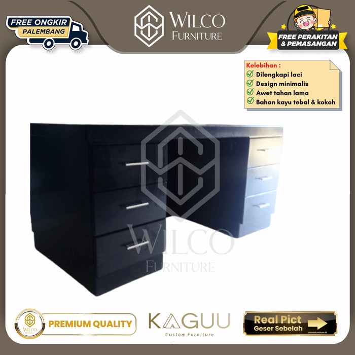 Meja Kantor Plywood HPL Minimalis Direktur 1 Biro / Meja Manager 165Cm