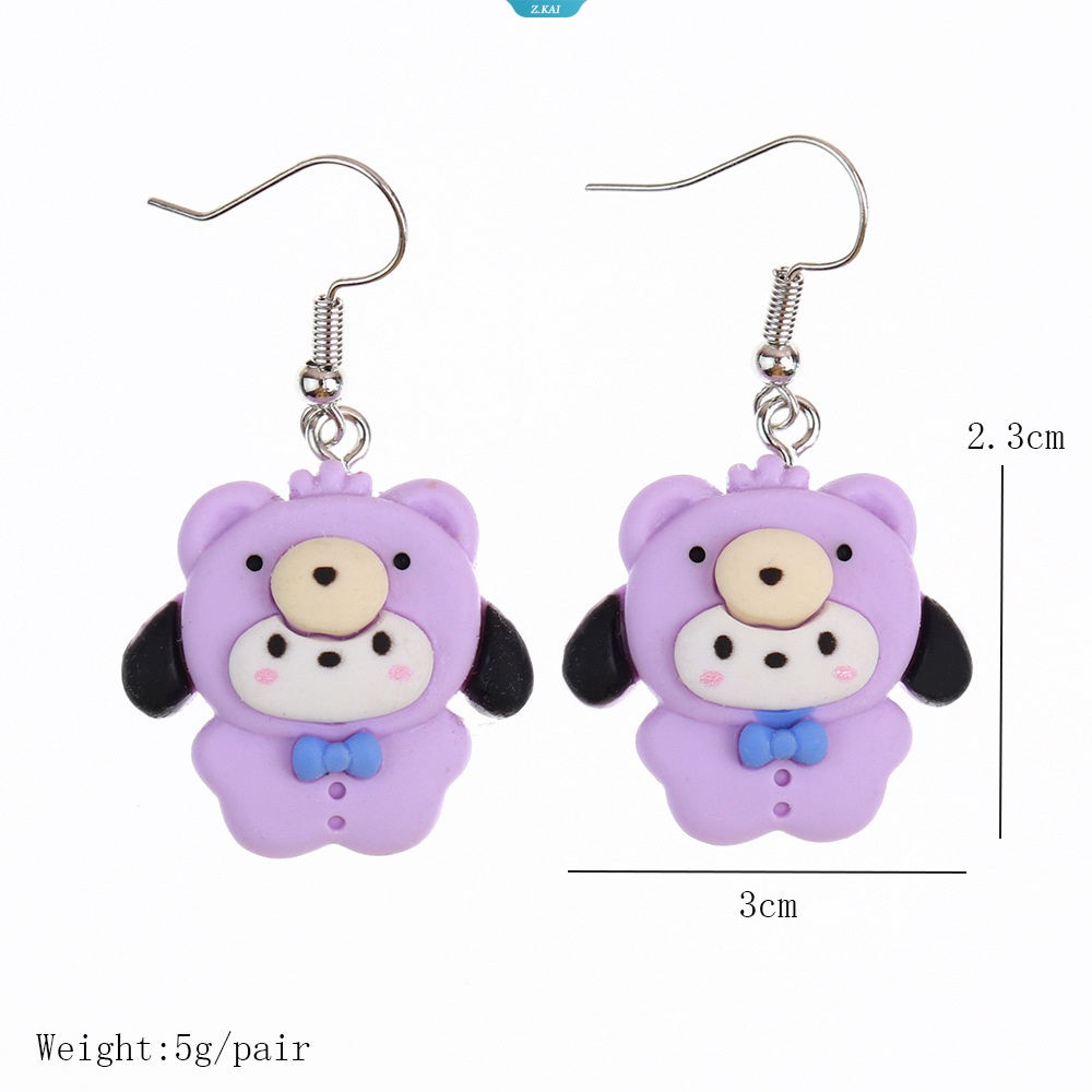 Kawaii Sanrios Cinnamonroll Kuromi My Melody Anime Kartun Lucu Drop Earring Resin Boneka Logam Menjuntai Anting Perhiasan Gadis Hadiah [ZK]