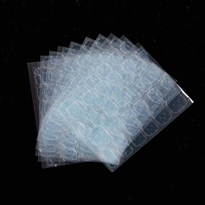 Deid 1/10pcs Tips Kuku Transparan Dua Sisi Perekat Diri Stiker Ekstensi Lem Martijn