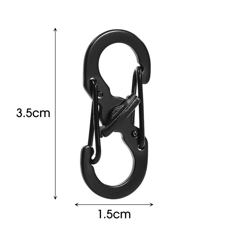 Gantungan Kunci Hitam Kait Bahan Aluminium Alloy 8-bentuk Carabiner/Aksesoris Luar Ruangan Rumah Gesper Untuk Camping Hiking Traveling Ransel