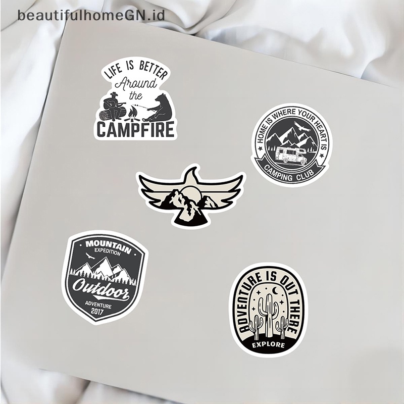 {Cantik} 56 Pcs Hitam Putih Di Luar Ruangan Kartun Graffiti Stiker Mobil Gitar Koper Laptop Decal DIY Diary Album Kulkas Sticker Hadiah~