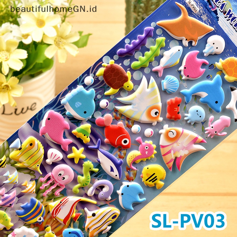 {Cantik} Ikan Hiu Lumba Lumba Stereo Bubble Sticker Diary Stiker Dekor Alat Tulis~