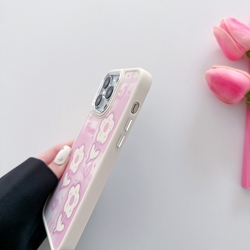 Pink Hollow Love Flower Soft Silicon Case HP iP iPhone 12 13 14 Pro Max 11 Girl Woman FTD Casing Apple