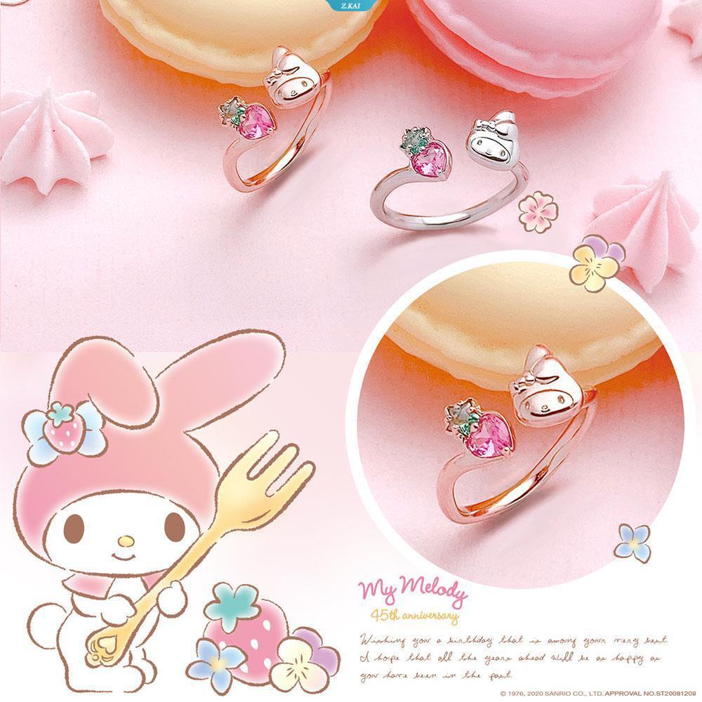 Kawaii Lucu Sanrio Mymelody Cincin Sterling Silver Electroplating Rose Gold Sweet Ins Gadis Hadiah Natal Untuk Teman Dekorasi Rings [ZK]