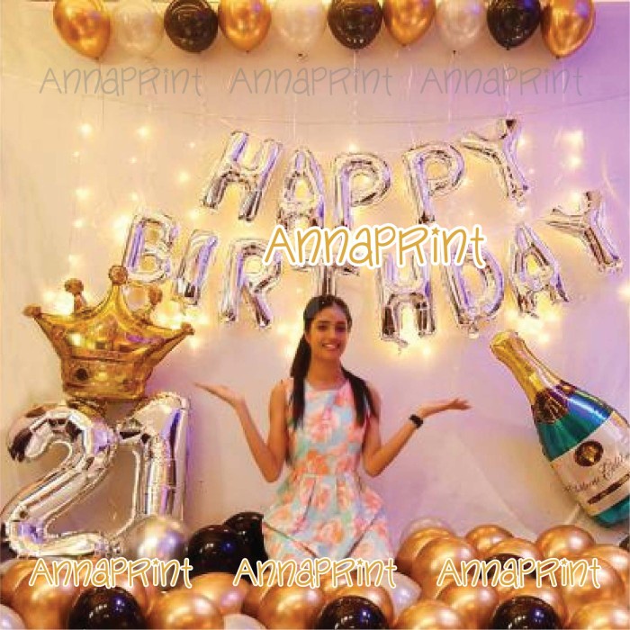 SALE Paket Balon Dekorasi Ulang Tahun Dewasa Botol Wine Crown Angka Jumbo - Dgn Lampu LED Termurah
