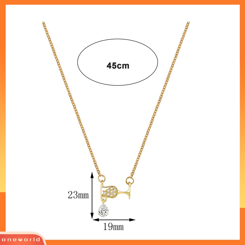 [ONE] Wanita Kalung Shiny Indah Elegan Menawan Mata-catching Alloy Gelas Anggur Berlian Imitasi Liontin Kalung Perlengkapan Pesta
