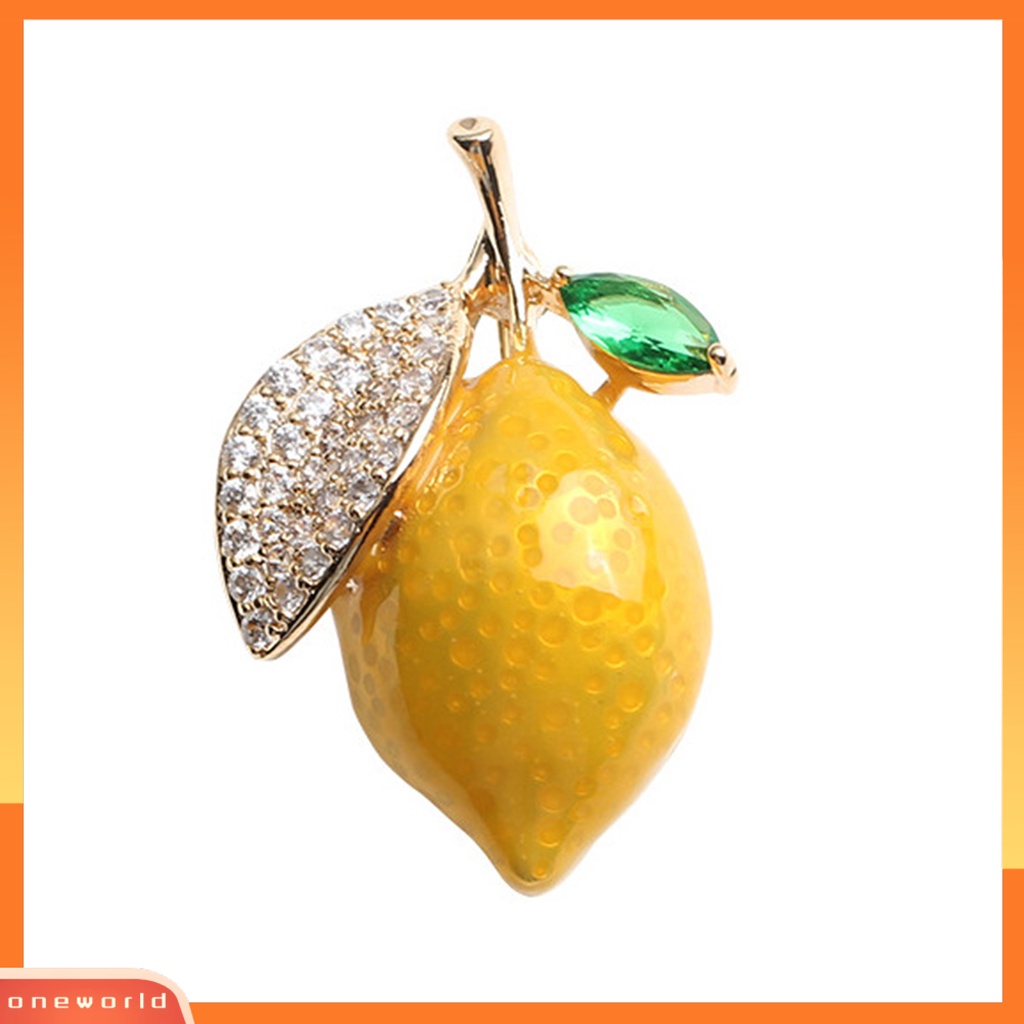 [ONE] Bros Pin Lemon Rhinestones Kuning Cerah Kilau Menetes Minyak Bros Pakaian Dekor