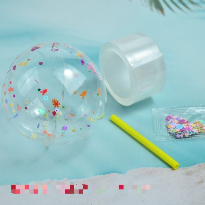 

CLEAR DOUBLE TAPE MINI SIZE+HIASAN UNTUK DIY BUBBLE nano glitter