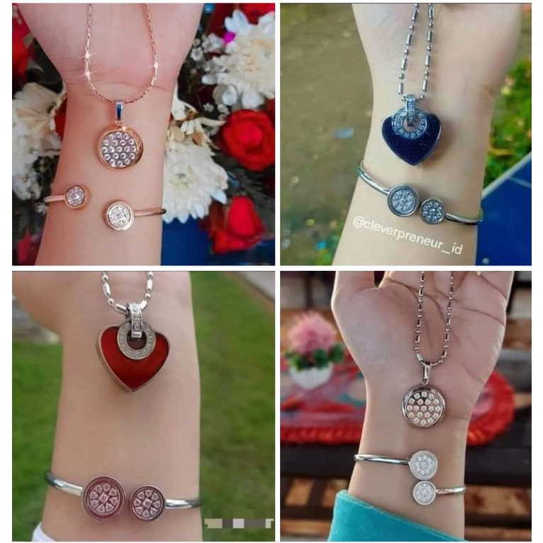 PAKET KALUNG KESEHATAN GELANG MCI _ PROMO MCI _ GELANG ROSE GOLD _ GELANG SILVER _ KALUNG HEART BLUE