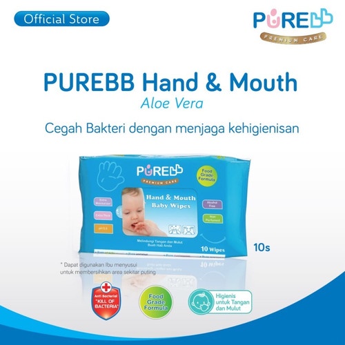 PUREBB Hand &amp; Mouth Baby Wipes Food Grade 10's