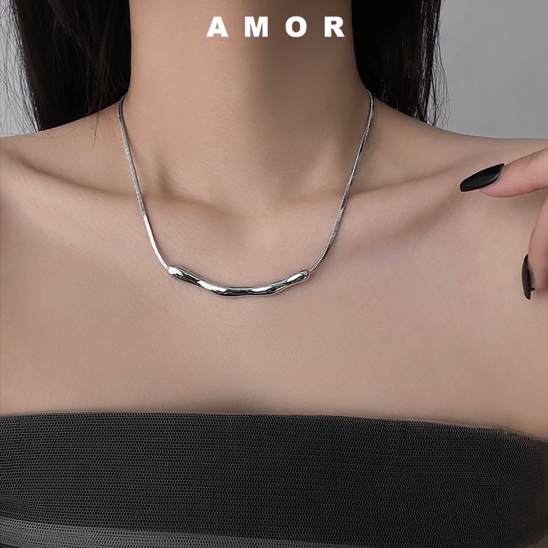 Musim Panas Gaya Korea Logam Tidak Teratur Liontin Kalung Wanita Kerah Rantai Neckchain
