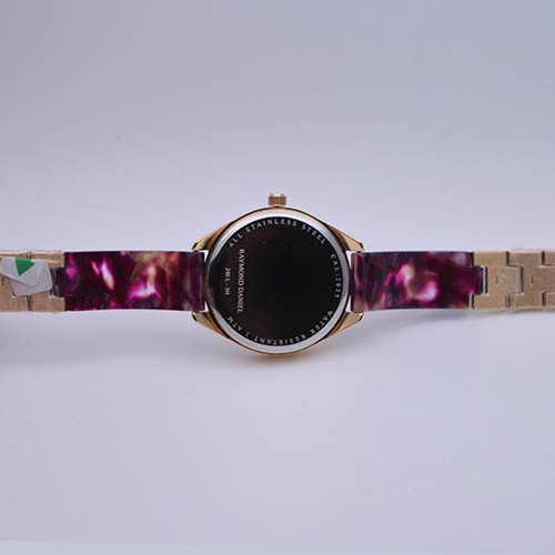 Raymond Daniel RD 240 Gold Akr.Violet Abstrak,Jam Tangan Wanita, Original