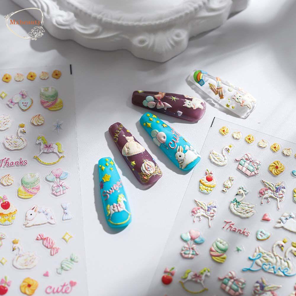 Mxbeauty Kartun Stiker Kuku Wanita Perekat Diri Manicure Aksesoris Fairy Tale Bears Nail Art Dekorasi