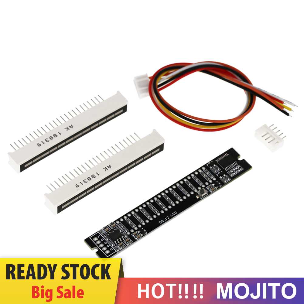 Dual Channel 12bit VU Meter Stereo Amplifier Board Kecepatan Cahaya Yang Dapat Disesuaikan 7-12V