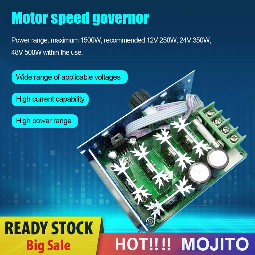 12-50v DC Brush Motor Speed Controller 1500W Max 30A Motor Gubernur Dengan Saklar