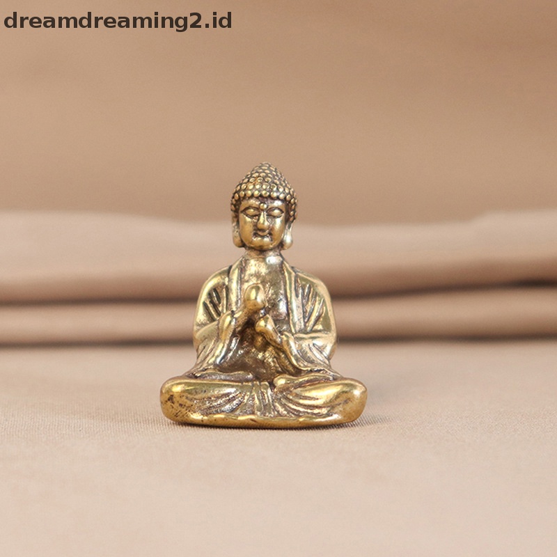 (drea) Patung Ornamen Patung Miniatur Patung Buddha Sakyamuni Tembaga Padat Mini //