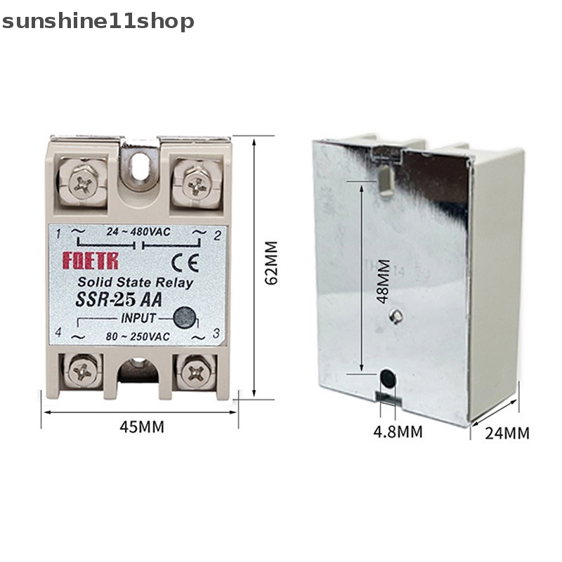 Sho DC Control AC SSR Shell Putih Single Phase Solid State Relay Tanpa Penutup Plastik SSR-25AA SSR-40AA SSR-60AA SSR-100AA Regulator Tegangan N