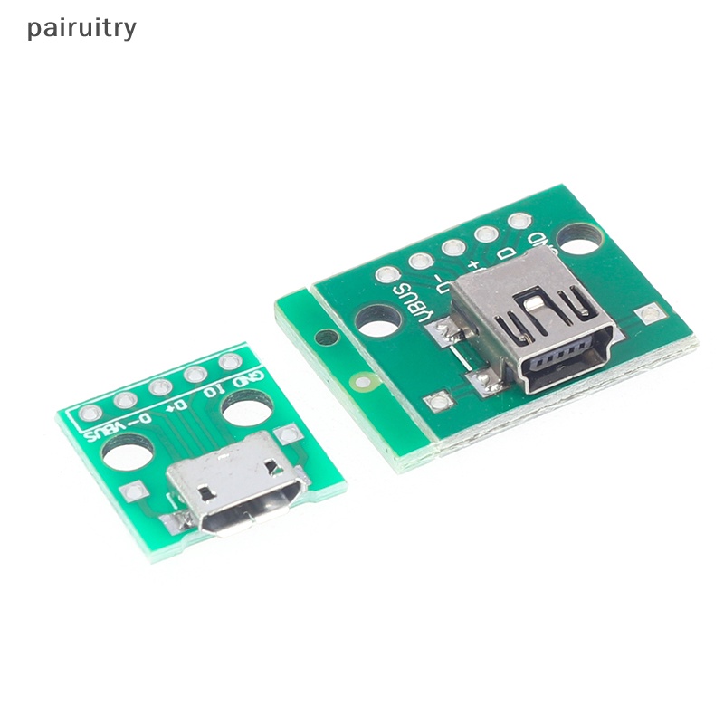 Prt 5Pcs Micro Mini USB USB B Male USB 2.0 3.0 Female USB B Connector Interface Ke 2.54mm DIP PCB Converter Adapter Breakout Board PRT