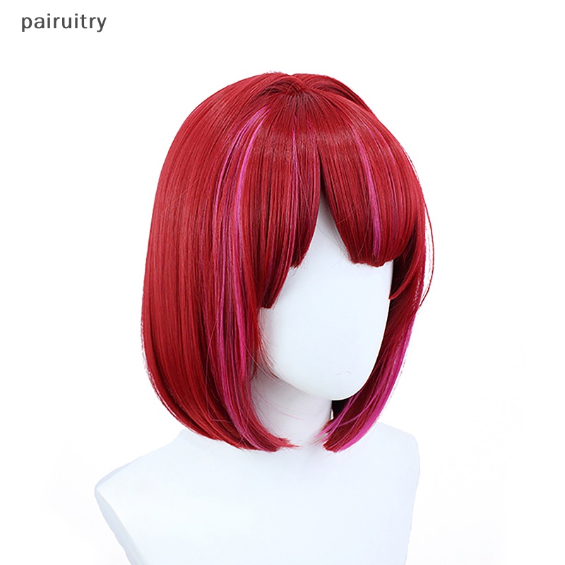 Prt 1Pc Arima Kana Cosplay Wig Oshi No Ko 33cm Pendek Bobo Wig Merah Campur Pink Wig Hea PRT