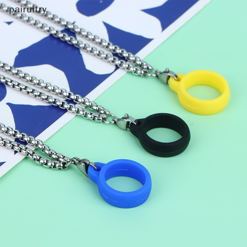 Prt Rantai Gantung Logam Tali Leher Portable Lingkaran Cincin Silikon Universal Lanyard PRT