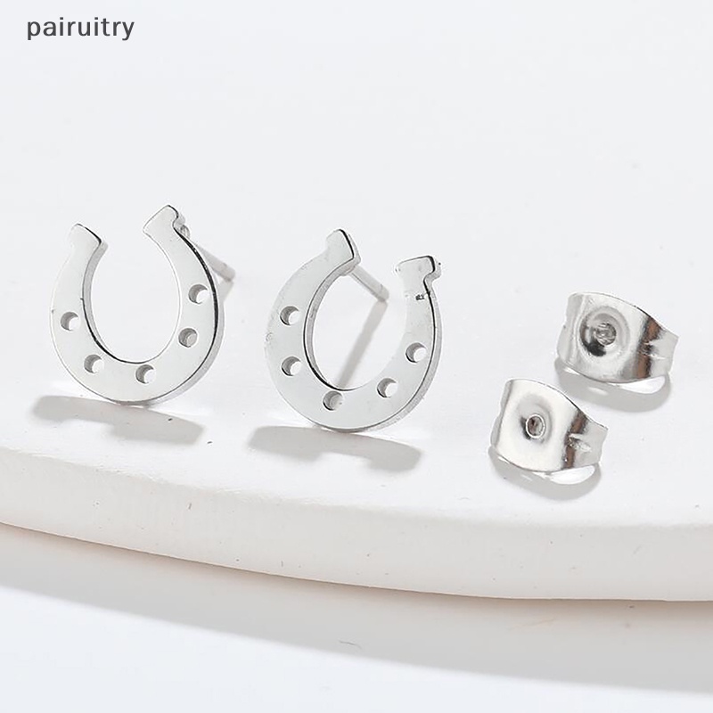 Prt 1pasang Anting Tusuk Bentuk U Bahan Stainless Steel Minimalis Horse Shoe Earing PRT