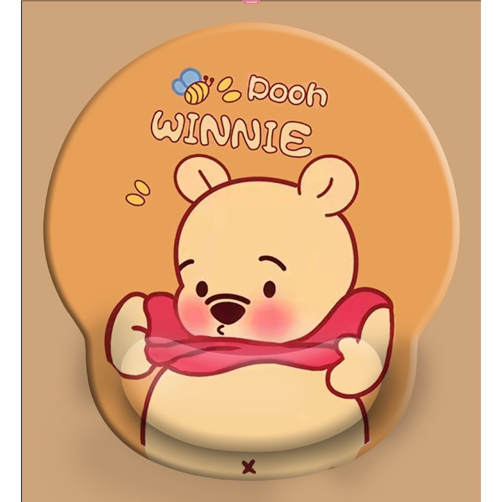 3d Pooh Bear Didesain Mouse Pad Dengan Pergelangan Tangan-rest Ergonomis Mause Pad Lucu Kartun Tikus Pad Untuk PC Laptop Penggunaan Kantor [ZXL]