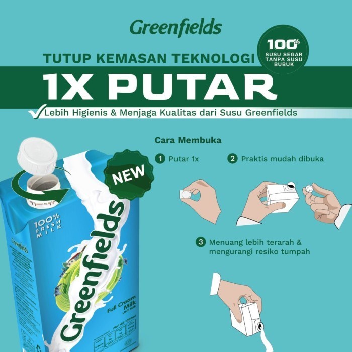 Susu Greenfields SKIMMED 1 LITER - ( HARGA 1 pcs )