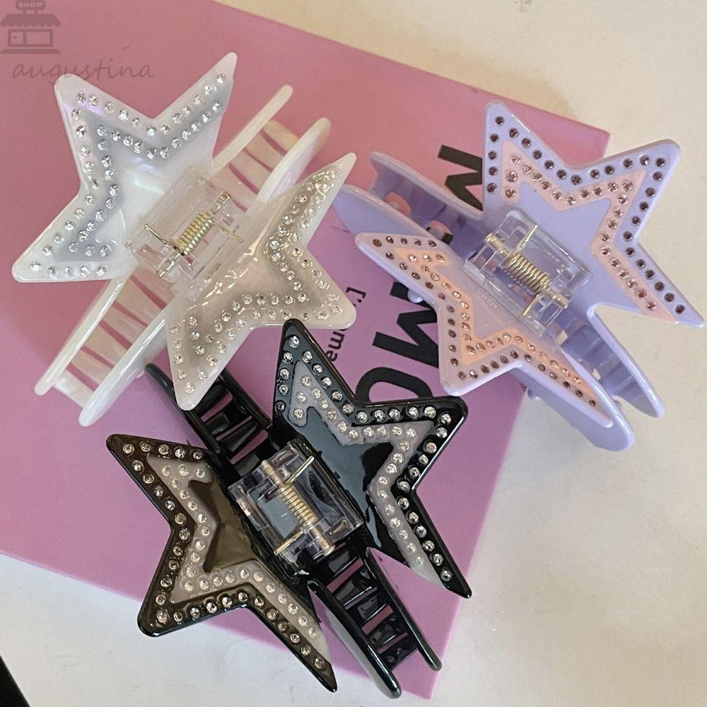 Agustina Bintang Asetat Rambut Cakar Elegan Bergaya Y2k Gaya Gadis Jepit Rambut Fashion Hiasan Kepala Ponytail Holder Zirkon Korea Hair Clips
