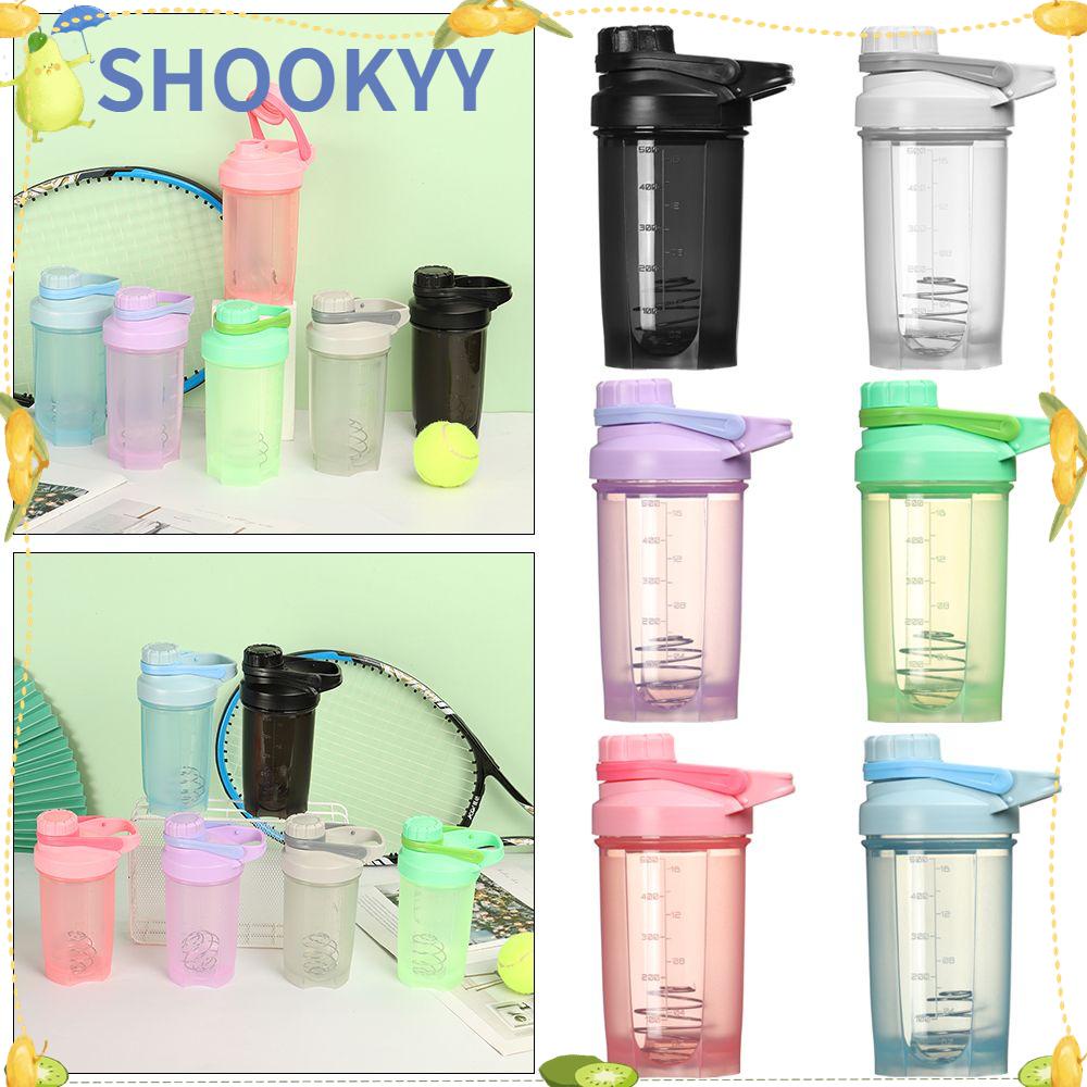 Chookyy 500ml Nutrition Shaker Bottle Kapasitas Besar Portable Dengan Kawat Whisk Ball Botol Minum