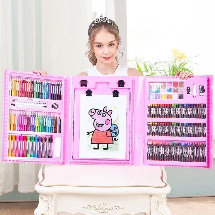 Doritoki 208pcs Crayon Anak Pengasah Set Alat Menggambar 2B