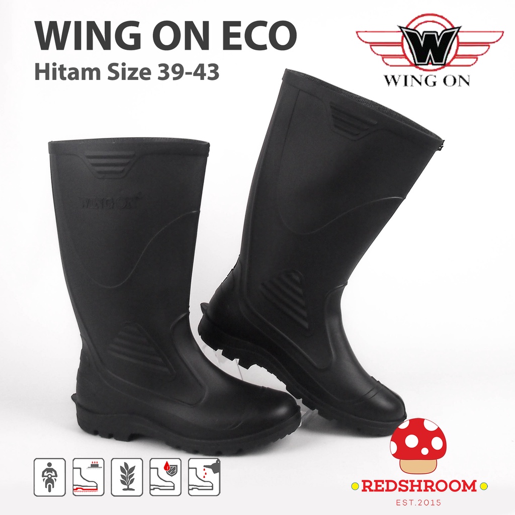 Sepatu Boot Tinggi Wing On Eco Hitam Perikanan Perairan Pabrik