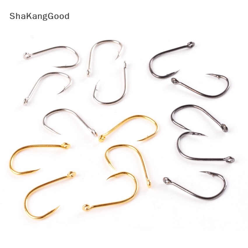 Skid 100Pcs Set Kait Pancing Baja Karbon Single Circle Fishing Hook Fly Fishing Jip SKK