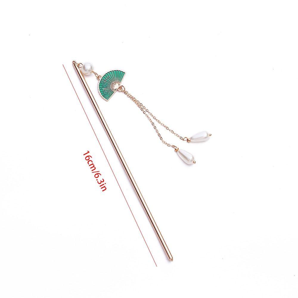 Needway   Hanfu Kipas Rambut Stik Antik Klasik Mutiara Cheongsam Hiasan Kepala Kuno Hairstyle Desain Alat Hiasan Kepala Gaya Cina